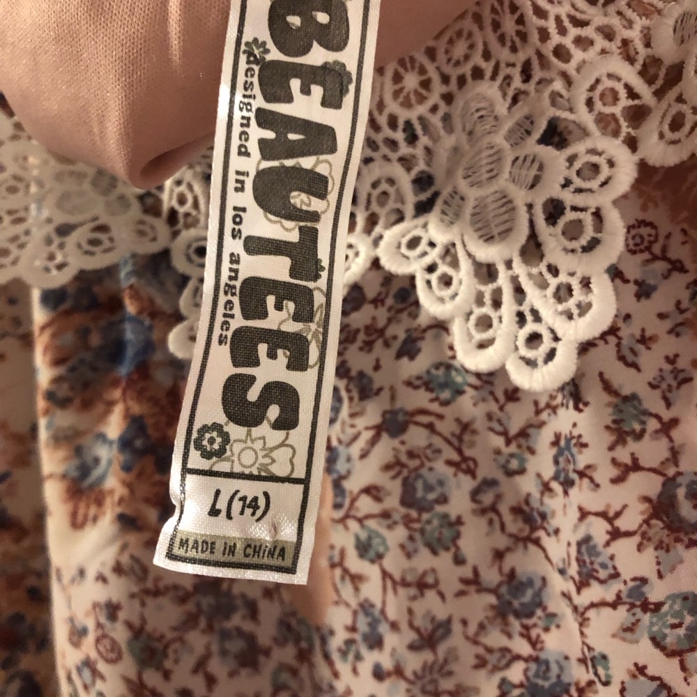 Beautees White and Brown Lace Floral Dress